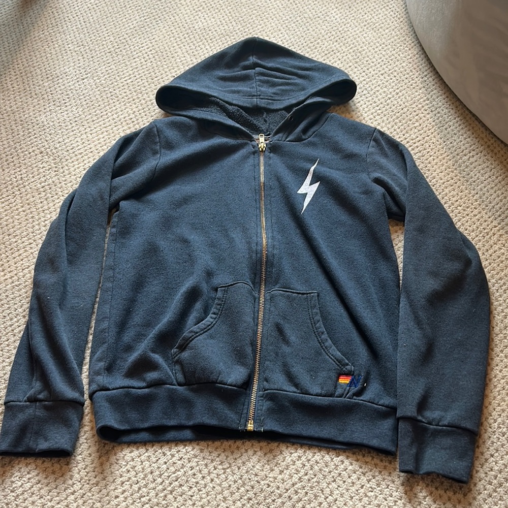 kids lighting bolt aviator nation zip up